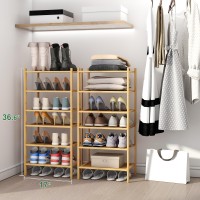 Kiplant 6Tier Small Bamboo Shoe Rack For Entryway Stackable Foldable Natural Shoe Organizer For Hallway Closet Free Stan