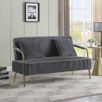 Modern Pleated Velvet Loveseat Sofa: 56