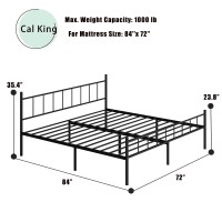 DIIYIV 14 Inch California King Size Metal Platform Bed Frame with Headboard,Mattress Foundation,Steel Slat Support,Under Bed Storage,No Box Spring Needed,California King Bed Frame,Black