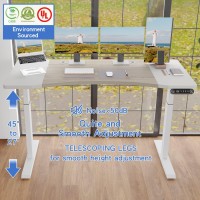 Bunoem Dual Motor 63X30 Height Adjustable Electric Standing Desk,Height Stand Up Computer Desk,Sit And Stand Home Office Desk With Splice Board(Oak+White Top, White Frame)