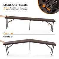 Vingli 6 Feet Plastic Folding Bench Portable Inoutdoor Picnic Party Camping Dining Seat Garden Soccer Multipurpose Entertainin