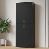 Cozy Castle 71 Tall Kitchen Pantry Storage Cabinet, Freestanding Cupboard Cabinet with Doors and Adjustable Shelves for Kitchen, Dining Room, Black