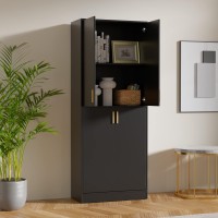 Cozy Castle 71 Tall Kitchen Pantry Storage Cabinet, Freestanding Cupboard Cabinet with Doors and Adjustable Shelves for Kitchen, Dining Room, Black