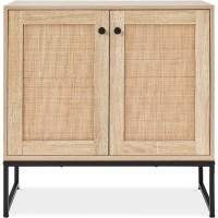 Best Choice Products 2-Door Rattan Storage Cabinet, Accent Furniture, Multifunctional Cupboard For Living Room, Hallway, Kitchen, Sideboard, Buffet Table W/Non-Scratch Foot Pads - Natural