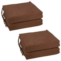 Blazing Needles Set of 4 Indoor Microsuede Chair Cushions Chocolate