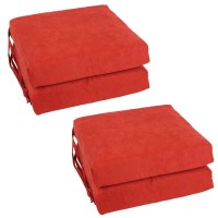 Blazing Needles Set of 4 Indoor Microsuede Chair Cushions Cardinal Red