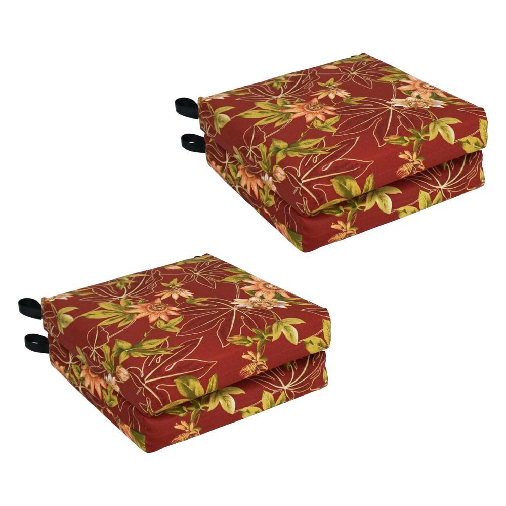 Blazing Needles Set of 4 Outdoor Chair Cushions Passion Ruby