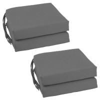 Blazing Needles Set of 4 Indoor Twill Chair Cushions Steel Grey