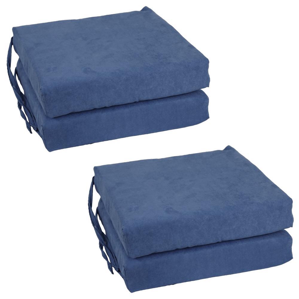 Blazing Needles Set of 4 Indoor Microsuede Chair Cushions Indigo