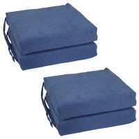 Blazing Needles Set of 4 Indoor Microsuede Chair Cushions Indigo