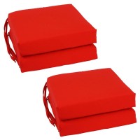 Blazing Needles Set of 4 Indoor Twill Chair Cushions Red