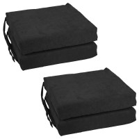 Blazing Needles Set of 4 Indoor Microsuede Chair Cushions Black