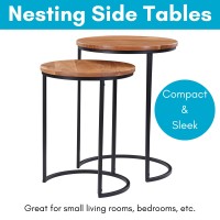 BIRDROCK HOME 2pc Wooden Nesting Side Tables for Living Room | Mango Wood | Large: 16