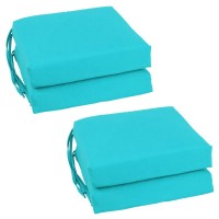 Blazing Needles Set of 4 Indoor Twill Chair Cushions Aqua Blue