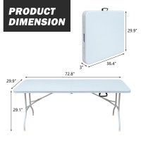 Icoud 6Ft Plastic Folding Table Portable Heavy Duty White Dining Table Foldinhalf For Camp Party Kitchen Indoor Outdoor