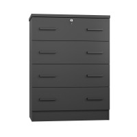 Wpfurniture 4 Drawer Chest Wooden Dresser With Lock (Black)