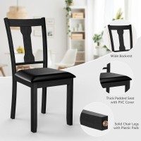 Giantex Set Of 4 Black Dining Chairs, Upholstered High Back Kitchen Chairs W/Rubber Wood Frame, Anti-Scratch Foot Pads, Wooden Traditional Dining Side Chair