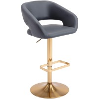 Vogue Furniture Direct Adjustable Bar Stool With Hollow Back And Arms Modern Pu Leather Swivel Barstool Airlift Counter Height