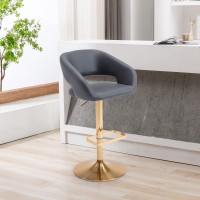 Vogue Furniture Direct Adjustable Bar Stool With Hollow Back And Arms Modern Pu Leather Swivel Barstool Airlift Counter Height