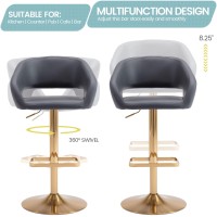 Vogue Furniture Direct Adjustable Bar Stool With Hollow Back And Arms Modern Pu Leather Swivel Barstool Airlift Counter Height