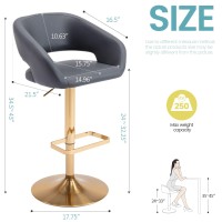 Vogue Furniture Direct Adjustable Bar Stool With Hollow Back And Arms Modern Pu Leather Swivel Barstool Airlift Counter Height