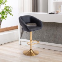 Vogue Furniture Direct Adjustable Bar Stool With Hollow Back And Arms Modern Pu Leather Swivel Barstool Airlift Counter Height