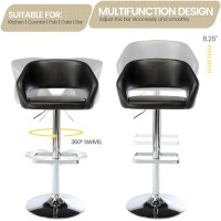 Vogue Furniture Direct Adjustable Bar Stool With Hollow Back And Arms Modern Pu Leather Swivel Barstool Airlift Counter Height