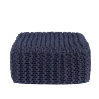 Redearth Cube Low Pouf Foot Stool Ottoman Hand Knitted Poof Cord Boho Pouffe Home D Cor Stuffed Footrest For Living Ro