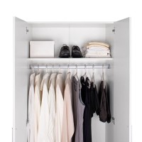 Madesa Wardrobe Cabinet With 2 Doors, Space For Storage, Ample Shelf - White, 71??H X 20??D X 31??L