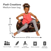 Posh Creations Bean Bag Chair For Kids Teens And Adults Includes Removable And Machine Washable Cover Soft Nylon Camo Green