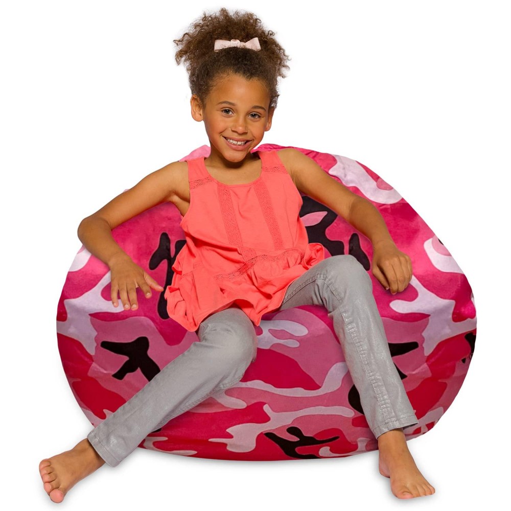 Posh Creations Bean Bag Chair For Kids Teens And Adults Includes Removable And Machine Washable Cover Soft Nylon Camo Pink