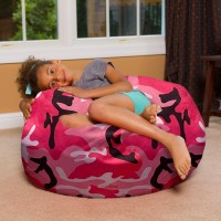 Posh Creations Bean Bag Chair For Kids Teens And Adults Includes Removable And Machine Washable Cover Soft Nylon Camo Pink