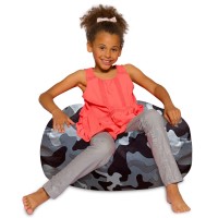 Posh Creations Bean Bag Chair For Kids Teens And Adults Includes Removable And Machine Washable Cover Soft Nylon Camo Gray