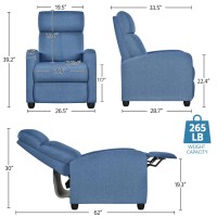 Yaheetech Fabric Recliner Chair Sofa Ergonomic Adjustable Single Sofa With Thicker Seat Cushion Modern Home Theater Seating For