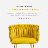 Nrizc Woven Dining Chairs Set Of 6 Velvet Upholstered Dining Chairs With Gold Metal Legs Modern Accent Chairs For Living Room