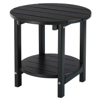 Lzrs Round Adirondack Side Table Double End Table Outdoor Side Tables For Patio Backyard Pool Indoor Companion Easy Maintena