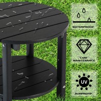 Lzrs Round Adirondack Side Table Double End Table Outdoor Side Tables For Patio Backyard Pool Indoor Companion Easy Maintena