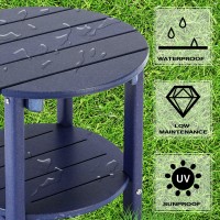 Lzrs Round Adirondack Side Table Double End Table Outdoor Side Tables For Patio Backyard Pool Indoor Companion Easy Maintena