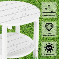 Lzrs Round Adirondack Side Table Double End Table Outdoor Side Tables For Patio Backyard Pool Indoor Companion Easy Maintena