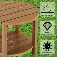 Lzrs Round Adirondack Side Table Double End Table Outdoor Side Tables For Patio Backyard Pool Indoor Companion Easy Maintena