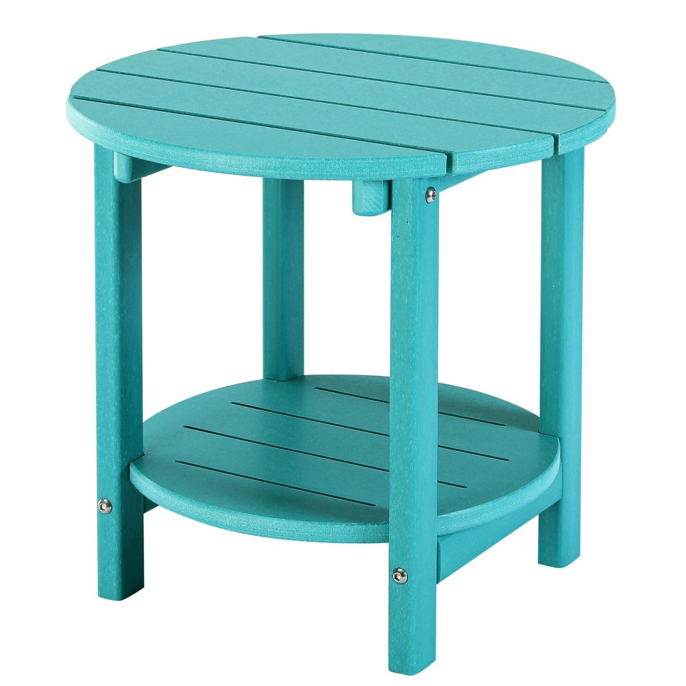 Lzrs Round Adirondack Side Table Double End Table Outdoor Side Tables For Patio Backyard Pool Indoor Companion Easy Maintena