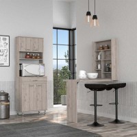 Winnipeg 2 Piece Kitchen Set, Pantry + Functional Table , Light gray(D0102H2BcM7)