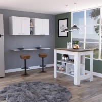 Austin 2 Piece Kitchen Set, Upper Wall cabinet + Kitchen Island , White Walnut(D0102H2Bc6W)