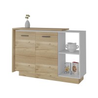 Miami 2 Piece Kitchen Set, Kitchen Island + Pantry cabinet , White Light Oak(D0102H2BcYY)