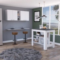 Austin 2 Piece Kitchen Set, Upper Wall cabinet + Kitchen Island , White Walnut(D0102H2BcY7)
