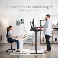 Vivo Electric Height Adjustable 60 X 24 Inch Memory Stand Up Desk, White Dry Erase Solid One-Piece Table Top, Black Frame, Standing Workstation With Preset Controller, 1B Series, Desk-Kit-1B6We