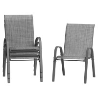 Amopatio Patio Chairs Set Of 4 Breathable Garden Outdoor Furniture For Backyard Deck Outdoor Stackable Dining Chairs For All We