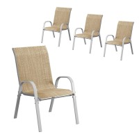 Amopatio Patio Chairs Set Of 4 Outdoor Stackable Dining Chairs For All Weather Breathable Garden Outdoor Furniture For Backyar