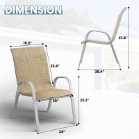 Amopatio Patio Chairs Set Of 4 Outdoor Stackable Dining Chairs For All Weather Breathable Garden Outdoor Furniture For Backyar