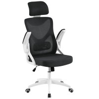 Yaheetech Ergonomic Mesh Office Chair High Back Desk Chair With Flipup Armrests Adjustable Padded Headrest Computer Chair Wit